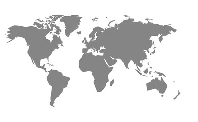 A grayscale world map illustration depicts continents and oceans showcasing global geography high quality professional detailed © Pvect02