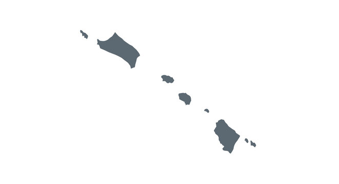 A dark blue silhouette outlines the eight main islands of the state of Hawaii high quality