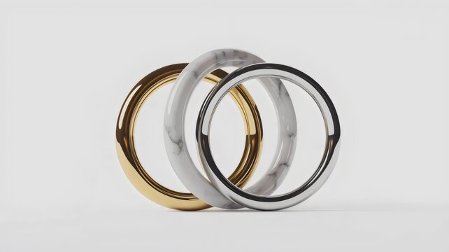 Three interlocking material circles &ndash; Suitable for trinity concepts, balanced relationships, or professional logo inspiration.