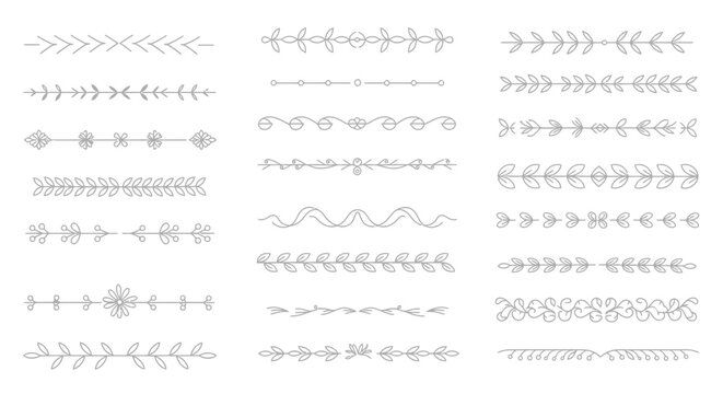 Collection of Decorative Floral and Leafy Borders, Dividers, and Ornaments