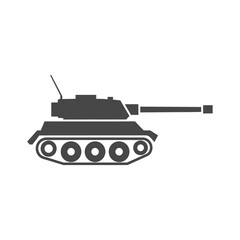 Obraz premium Simple military tank icon silhouette, isolated on white background. Vector illustration.
