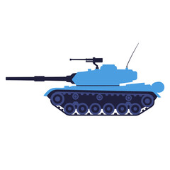 Fototapeta premium Blue military tank illustration on white background