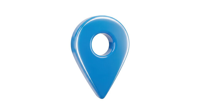 A blue location pin icon with a hole in the middle