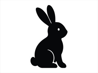 Obraz premium A minimalist black silhouette of a sitting rabbit isolated against a clean white background area
