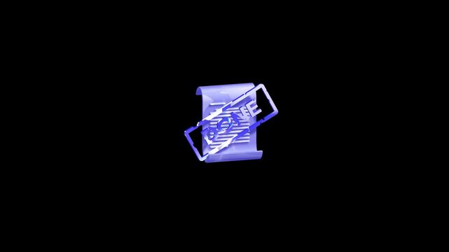 Document scroll 3D icon with a blue translucent DONE stamp overlay on a purple paper roll for business completion and project success