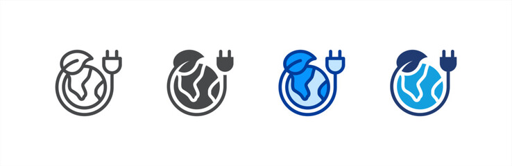 Fototapeta premium Eco Energy icon multiple style collection. Vector illustration.