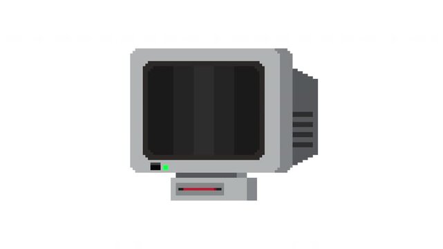 Retro Pixel Art Monitor  Animation Loop - Vintage Tech Asset