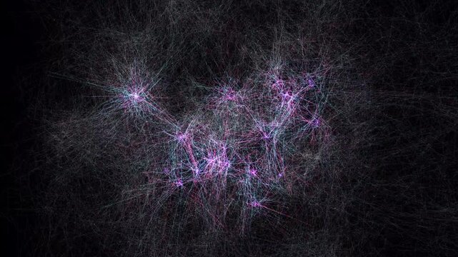 Microscopic neural branches braid into dense ultraviolet memory knots within a viscous void. Visualizes AI deep learning data consolidation. Designed for AI and cloud infrastructure content.