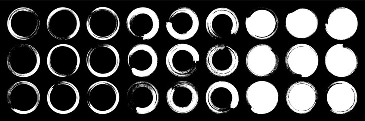 Grunge circles, brush strokes, lines, ink smudges, hand-drawn scribble shapes. Handmade sketchy marks, acrylic stains, charcoal streaks. Paint textures, dry brush effect. Vector illustration