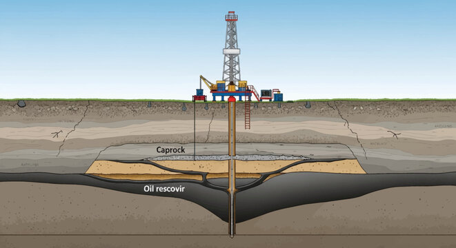 Oil Rig Drilling for Petroleum Underground