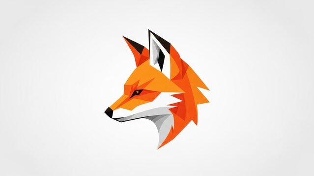 Geometric fox head illustration on white background for design elements