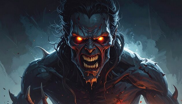 A monstrous creature with glowing eyes and sharp teeth (2)