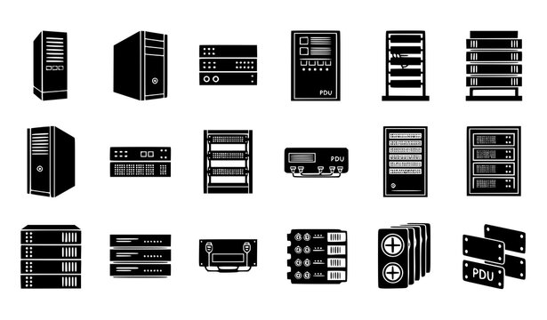 A collection of server and computer hardware vector icons and illustrations