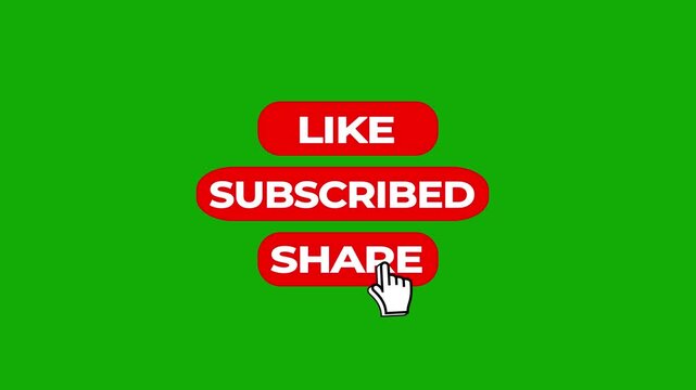 Pop up subscribe notification like bell icon button clicked floating animation motion graphics on transparent background isolated with chroma green screen clip to use template for your video blog
