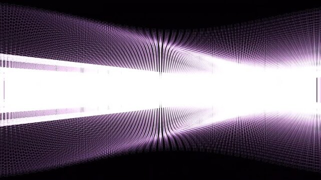 Parallel dark glass nodes perfectly sync via brilliant violet tethers across a macro 3D grid. Visualizes quantum entanglement and secure data mirroring. Ideal for cybersecurity explainer videos.