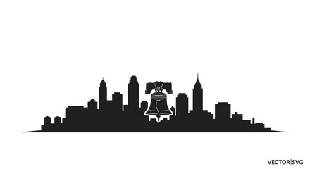 Obraz premium Philadelphia Skyline Silhouette with Liberty Bell - Vector Illustration