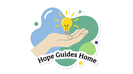 Fototapeta premium Missing Children Hope Hand Guiding Lightbulb Awareness & Support Flat Vector Bright Pastel Conceptual Illustration