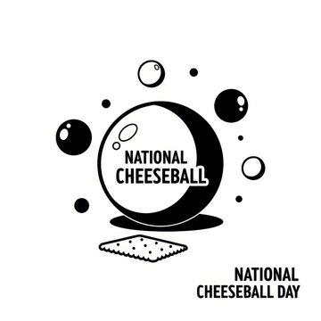 National Cheeseball Day graphic vector with cheese snack and festive bubbles