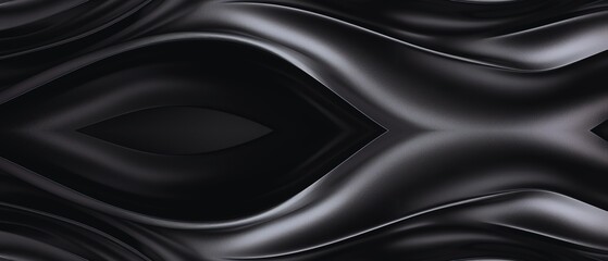 Fototapeta premium Abstract vector illustration featuring deep charcoal black satin fabric waves creating a mysterious and elegant symmetrical flowing background design.