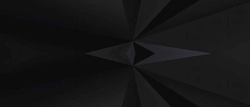 Abstract dark geometric vector illustration featuring a central crystalline diamond shape radiating sharp lines into a black void background design