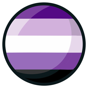 Circular emblem displaying the agender pride flag colors with a glossy effect and dark border