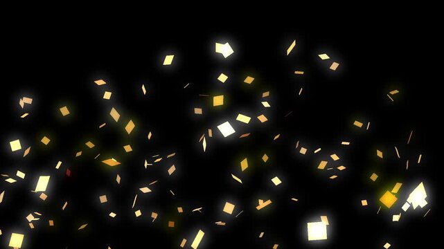Explosion of golden confetti falling background, abstract celebration and party video (HD, 5s)