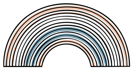 Fototapeta premium Abstract rainbow shape with multiple concentric arches in soft peach and blue hues