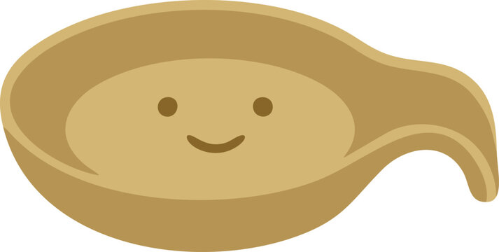 Smiling wooden spoon with shallow bowl illustration