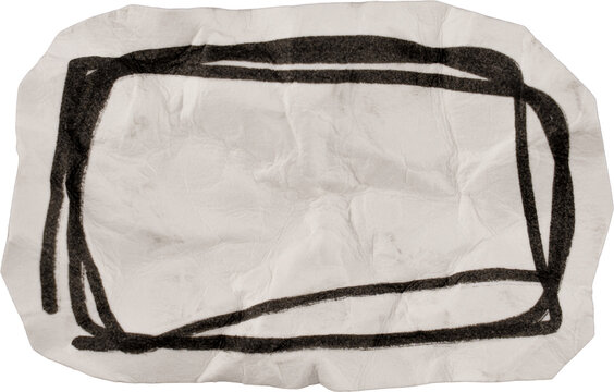 Black And White Vintage Crumpled Paper Hand Drawn Scribble Doodle Shape
