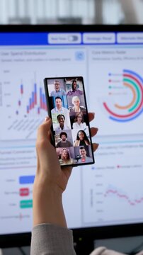 Financial Analyst Leads Virtual Meeting, Discussing Reports