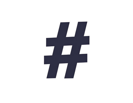 Hashtag symbol isolated on white background with bold navy color