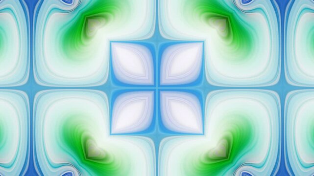 Abstract metamorphoses of geometric glowing ornament. Background transformations with square, star, floral, wavy, rectangular shapes. Luminous colorful mosaic changes on white. 4K UHD 4096x2304
