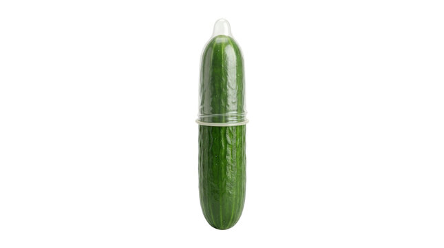 Cucumber with a condom as a sexual health concept
