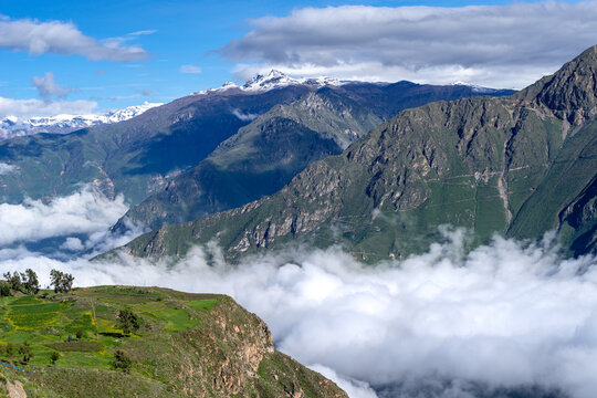 Colca Canyon with a clear blue sky, Peru