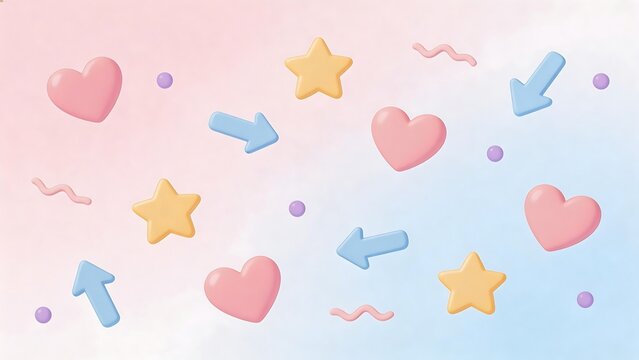 Pastel hearts stars and arrows