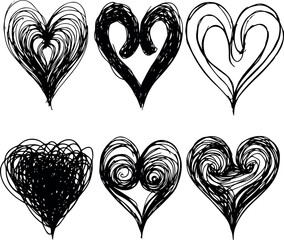 Messy Heart Doodle Vector Illustration Rustic Hand Drawn Love Symbols © Elena