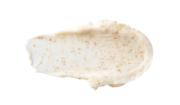 cosmetic smear scrub cream texture on white background