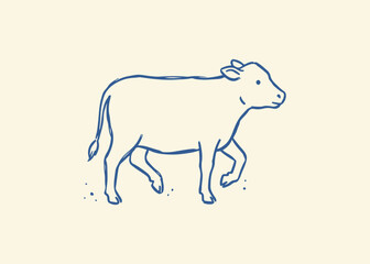 Obraz premium Cow naive hand drawn vector illustration