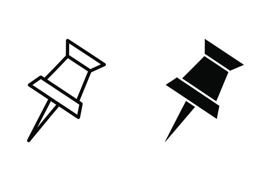 Push pin icon, simple graphic for marking location or important notice