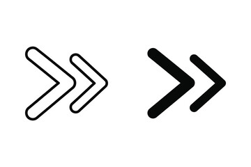 Fototapeta premium Double Chevron Arrow Fast Forward Vector Icon Set