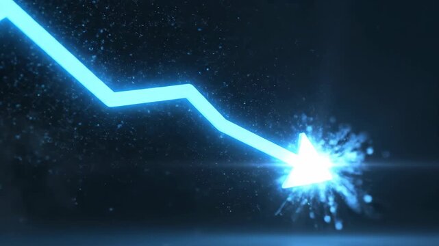 Neon blue downward trend line graph.