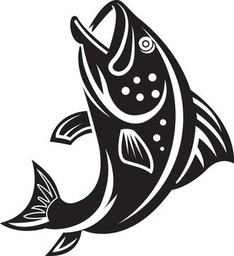 Jumping Bass Fish Vector Illustration art Isolated