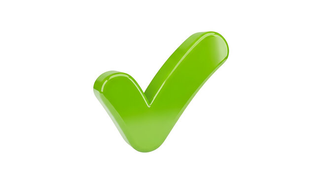 A green check mark symbol PNG isolated on transparent background