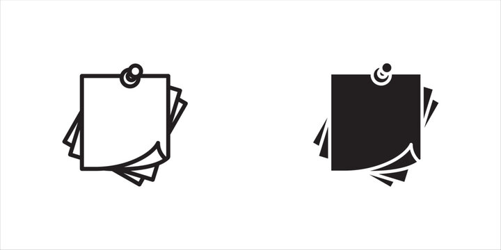 Sticky Notes Stack Icon for Mobile App and Web Design, Pinned Memo Vector Illustration