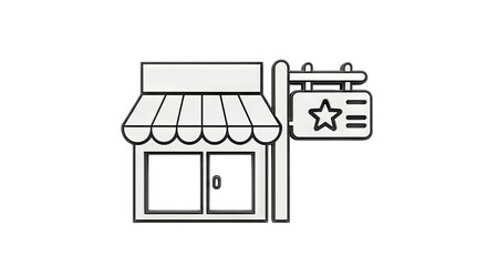Naklejka premium Storefront Icon with Star Sign