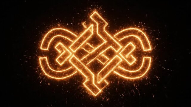 Celtic Knotwork Animation with Glowing Orange Lines.
