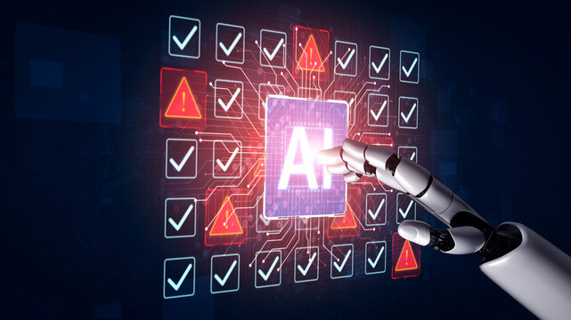 Futuristic artificial intelligence concept depicting AI hallucination, processing errors, and generating misinformation. Represents the risks of unreliable algorithms and model collapse. Corpus