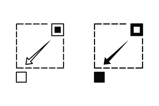 Resize or Scale Icon with Dotted Square and Arrow