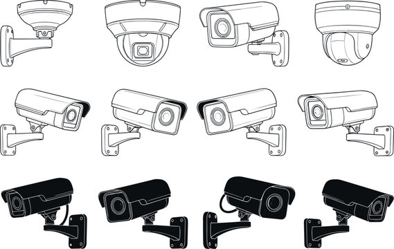 Security camera icon vector illustration with decorative design, elegant surveillance artwork, creative monitoring composition, ornamental background pattern
