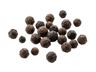 Obraz premium Dried black pepper seeds sit in a pile on a white surface isolated transparent background image